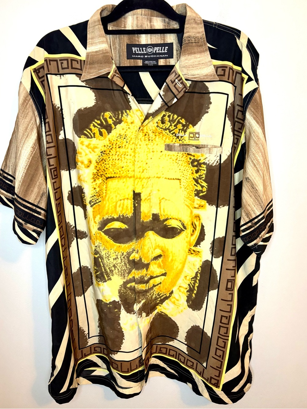 Vintage Pelle Pelle Marc Buchanan XL Face Graphic Button Up Shirt Y2K